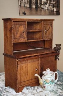 Hoosier Cabinet, Child, Salesman, Bakers Kitchen Work Station, Oak, c1900 18t