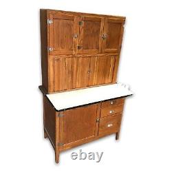 Hoosier Kitchen Cabinet Antique Golden Oak Sliding Porcelain Counter Top