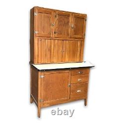 Hoosier Kitchen Cabinet Antique Golden Oak Sliding Porcelain Counter Top