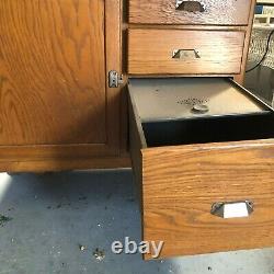 Hoosier Kitchen Cabinet Antique Golden Oak Sliding Porcelain Counter Top