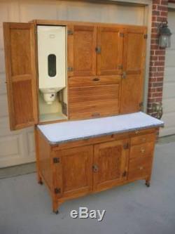 Hoosier SELLERS Oak Kitchen Cabinet w Flour Bin, 7 Pc. Glassware Set