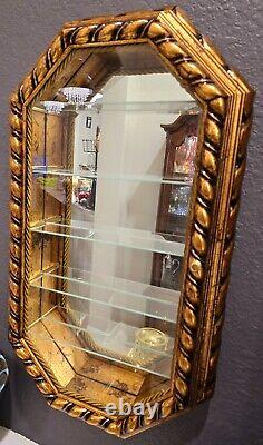 Horchow 27 Gold Mirrored Curio Cabinet Hollywood Regency Gorgeous Vintage