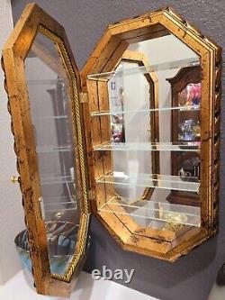 Horchow 27 Gold Mirrored Curio Cabinet Hollywood Regency Gorgeous Vintage