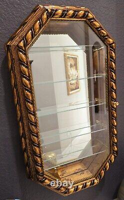 Horchow 27 Gold Mirrored Curio Cabinet Hollywood Regency Gorgeous Vintage