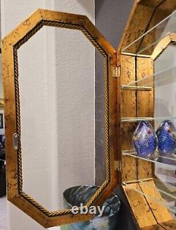 Horchow 27 Gold Mirrored Curio Cabinet Hollywood Regency Gorgeous Vintage