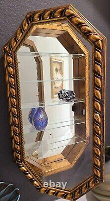 Horchow 27 Gold Mirrored Curio Cabinet Hollywood Regency Gorgeous Vintage