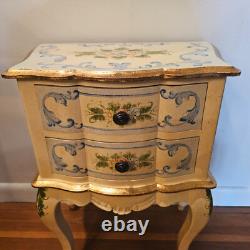 Horchow Hand Painted Florentine Wood Nightstand End Table Hall Cabinet Italian