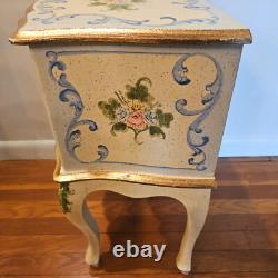 Horchow Hand Painted Florentine Wood Nightstand End Table Hall Cabinet Italian