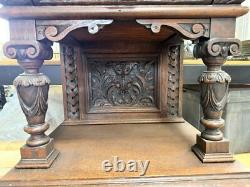 Horner Quartersawn Carved Oak Griffin Cabinet