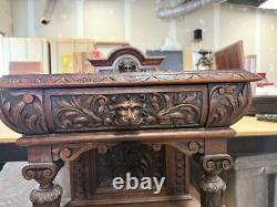 Horner Quartersawn Carved Oak Griffin Cabinet