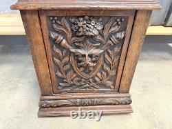 Horner Quartersawn Carved Oak Griffin Cabinet