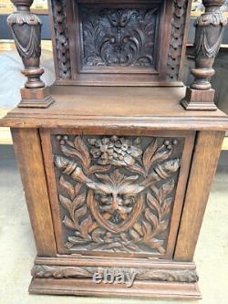 Horner Quartersawn Carved Oak Griffin Cabinet
