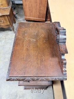Horner Quartersawn Carved Oak Griffin Cabinet