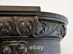 Horner Style Oak Curved Glass China Cabinet Curio with Lion Heads