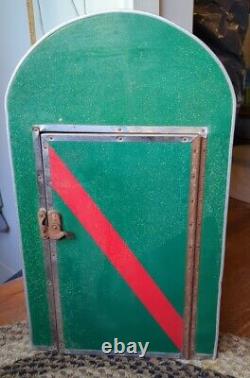 Horse Bandage Stable Metal Arched Cabinet Speckled Green & Yellow Retro Box
