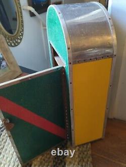 Horse Bandage Stable Metal Arched Cabinet Speckled Green & Yellow Retro Box