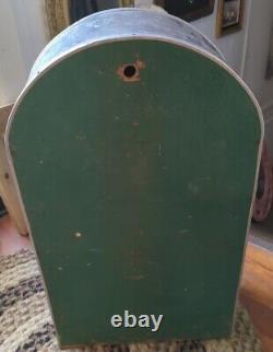 Horse Bandage Stable Metal Arched Cabinet Speckled Green & Yellow Retro Box