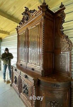 Huge Antique French Hunt Cabinet, Walnut, 1700's 12ft tall 12ft wide 30 inches
