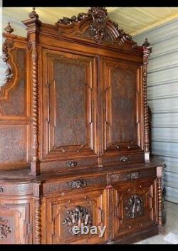 Huge Antique French Hunt Cabinet, Walnut, 1700's 12ft tall 12ft wide 30 inches