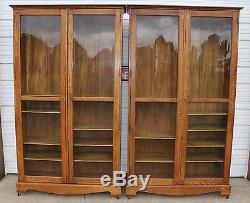 Huge Antique Oak Country Store Clothing Book Case China Dish Display Cabinet OLD