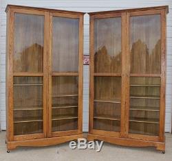 Huge Antique Oak Country Store Clothing Book Case China Dish Display Cabinet OLD