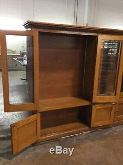 Huge Antique Oak General Store Library Bookcase Cabinet Bookcases Dish Display