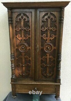 Huge antique french cabinet furniture early 1900's woodwork Henri II style 25lb