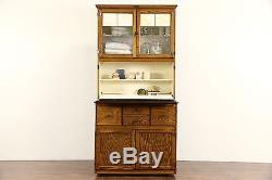 Hygena English 1930's Oak Vintage Hoosier Kitchen Cupboard or Physician Cabinet