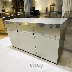 Iconic MID Century Modern Brushed Stainless Steel Credenza By Pierre Cardin