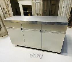 Iconic MID Century Modern Brushed Stainless Steel Credenza By Pierre Cardin