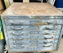 Industrial 6 Drawer Map Cabinet