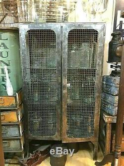 Industrial Metal Mesh Cabinet, Vintage Rustic Cupboard