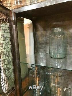 Industrial Metal Mesh Cabinet, Vintage Rustic Cupboard