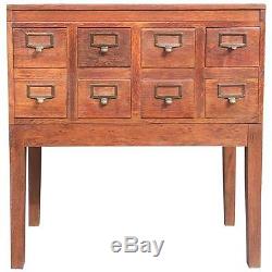 Industrial Mid Century Oak Library Card Catalog File Cabinet
