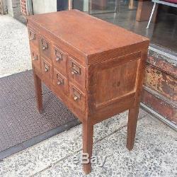 Industrial Mid Century Oak Library Card Catalog File Cabinet
