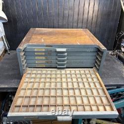 Industrial Oak Multigraph Printers Cabinet with6 Drawers with98 box Jewelry box Tool