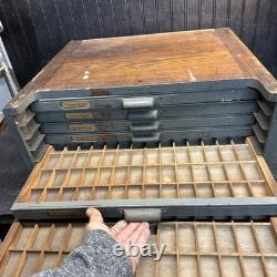 Industrial Oak Multigraph Printers Cabinet with6 Drawers with98 box Jewelry box Tool