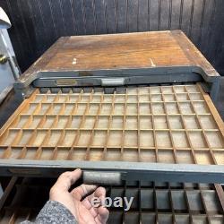 Industrial Oak Multigraph Printers Cabinet with6 Drawers with98 box Jewelry box Tool