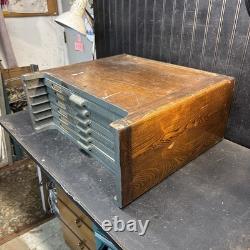 Industrial Oak Multigraph Printers Cabinet with6 Drawers with98 box Jewelry box Tool