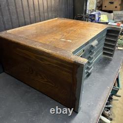 Industrial Oak Multigraph Printers Cabinet with6 Drawers with98 box Jewelry box Tool
