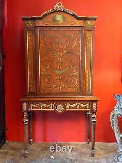 Italian Handpainted, Carved and Parcel Gilt Neoclassical Cabinet