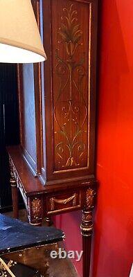 Italian Handpainted, Carved and Parcel Gilt Neoclassical Cabinet