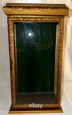 Italian Ornate Gold Glass Display Cabinet Antique Brass Carvings 21 x 11 x 7