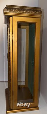 Italian Ornate Gold Glass Display Cabinet Antique Brass Carvings 21 x 11 x 7
