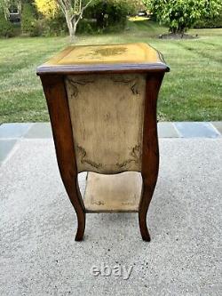 Italian Tuscan Style Paint Decorated Wooden Nightstand Side Table with 3 Drawers