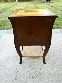 Italian Tuscan Style Paint Decorated Wooden Nightstand Side Table with 3 Drawers