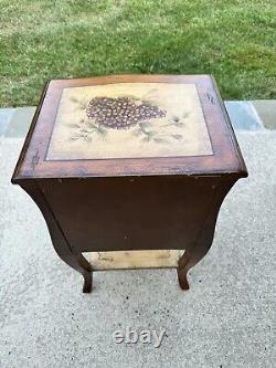 Italian Tuscan Style Paint Decorated Wooden Nightstand Side Table with 3 Drawers