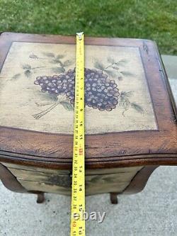 Italian Tuscan Style Paint Decorated Wooden Nightstand Side Table with 3 Drawers