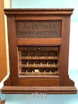J&P Coats Oak Spool Cabinet 22 1/2 H