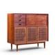 Jack Cartwright For Founders Mid Century Walnut And Cane Bar Cabinet